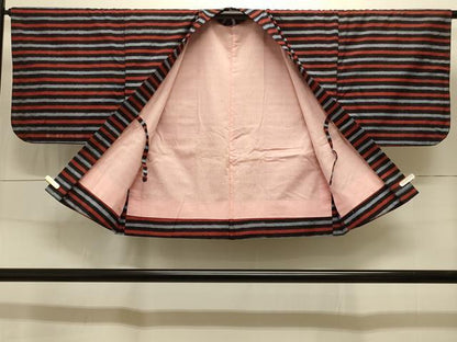 平和屋着物＃羽織　久留米絣　横段文　綿　逸品　CABI6355in