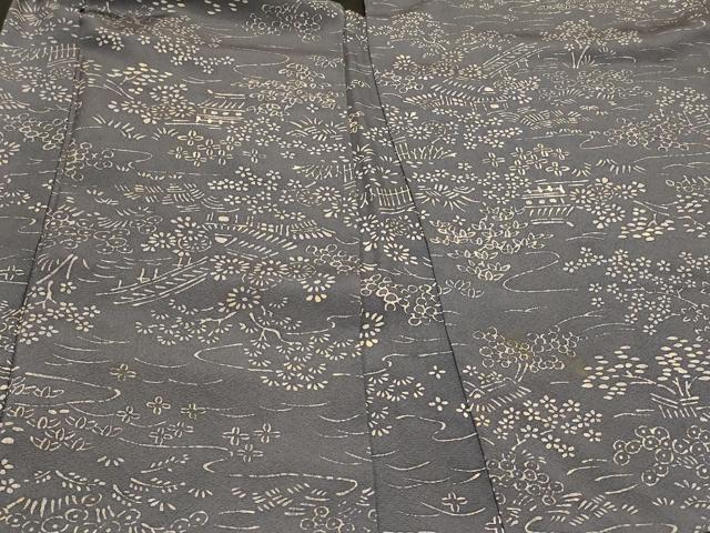 平和屋着物＃羽織　ろうけつ染め　風景草花文　正絹　逸品　CABI6360in
