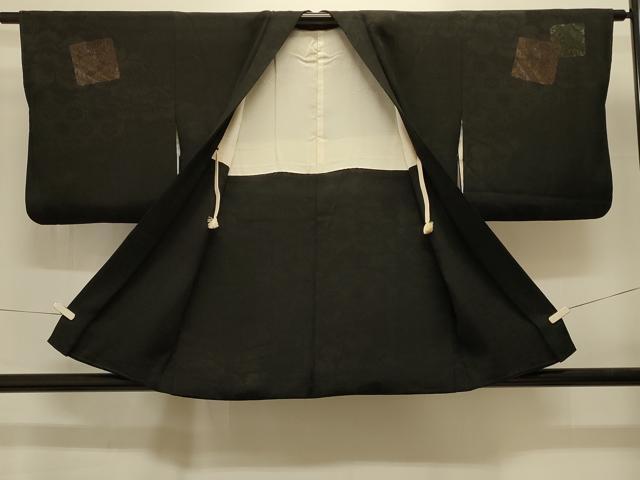 平和屋着物＃羽織　色紙重ね草花文　黒地　金銀彩　正絹　逸品　CABI6362in