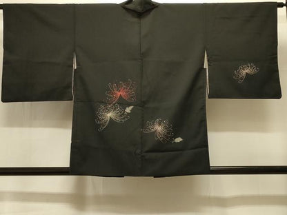 平和屋着物＃羽織　総刺繍　乱菊　黒地　金糸　洗える着物　CABI6364in