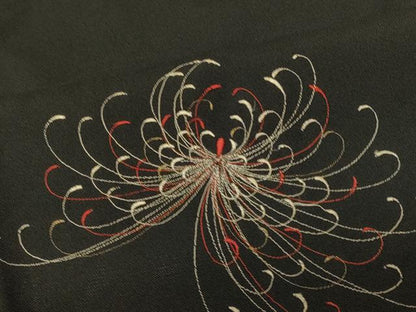 平和屋着物＃羽織　総刺繍　乱菊　黒地　金糸　洗える着物　CABI6364in