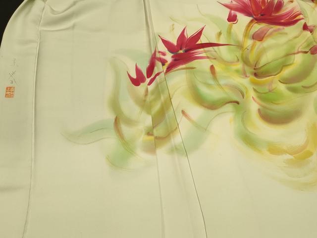 平和屋着物＃羽織　作家物　手描き　草花文　暈し染め　正絹　逸品　CABI6367in