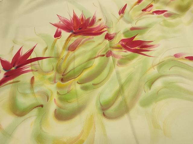 平和屋着物＃羽織　作家物　手描き　草花文　暈し染め　正絹　逸品　CABI6367in
