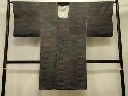 平和屋着物＃道行コート　横段花文　ロング丈　正絹　逸品　CABI6368in