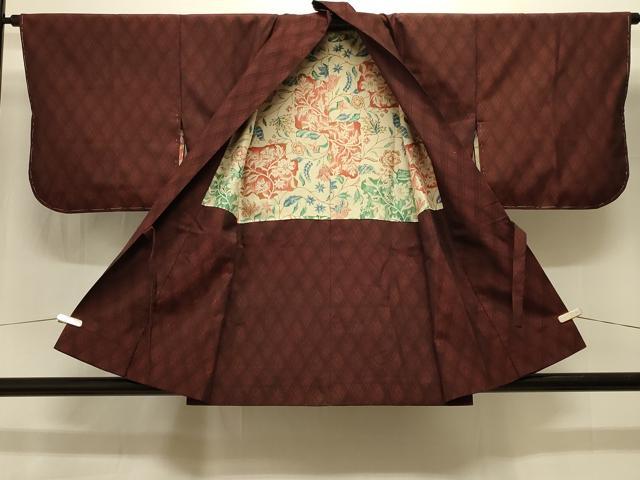 平和屋着物＃道中着　菱文　正絹　逸品　未使用　CABI6370in