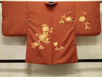 平和屋着物＃羽織　ろうけつ染め　バラ　薔薇　正絹　逸品　CABI6380in
