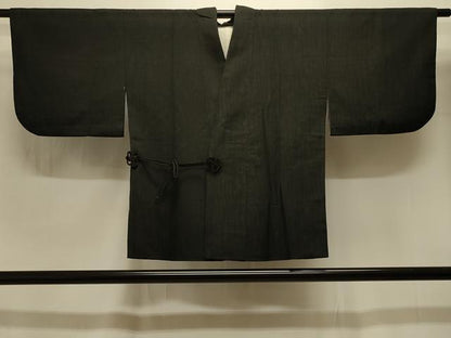 平和屋着物＃道中着　笹竹文　黒地　正絹　逸品　CABI6382in