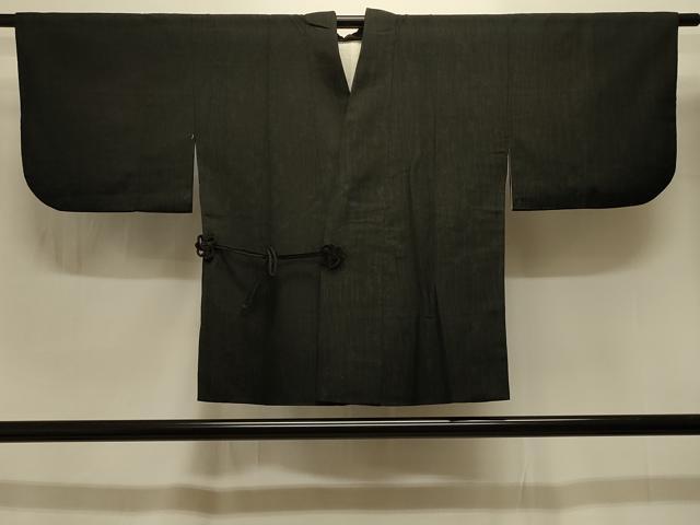 平和屋着物＃道中着　笹竹文　黒地　正絹　逸品　CABI6382in