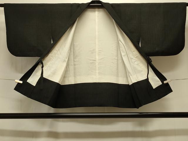 平和屋着物＃道中着　笹竹文　黒地　正絹　逸品　CABI6382in