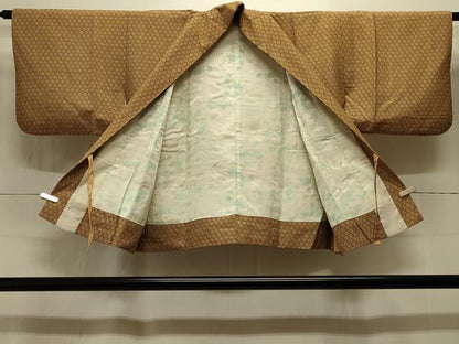 平和屋着物＃道中着　紬地　麻の葉文様　正絹　逸品　CABI6383in