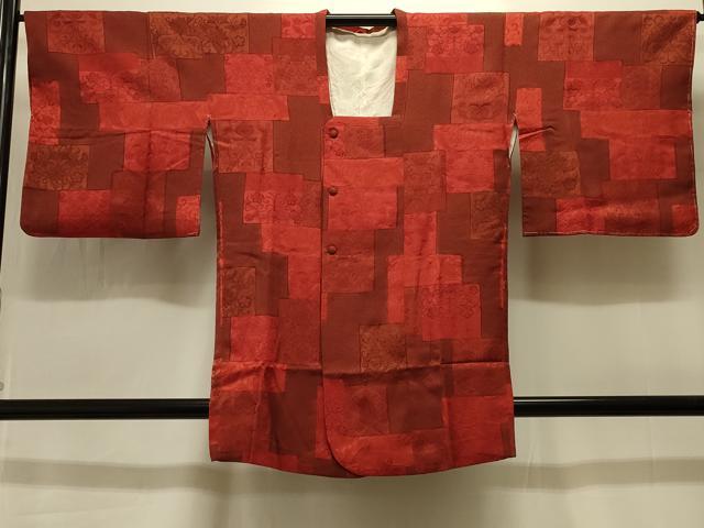 平和屋着物＃道行コート　地紋起こし　洋花唐草文　正絹　逸品　未使用　CABI6384in