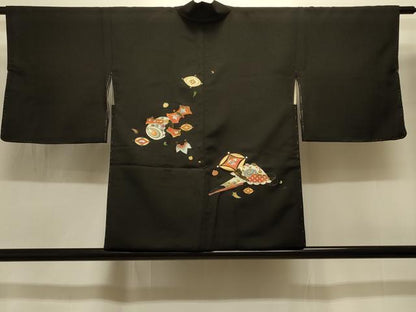 平和屋着物＃羽織　宝尽くし文　黒地　金彩　正絹　逸品　未使用　CABI6385in