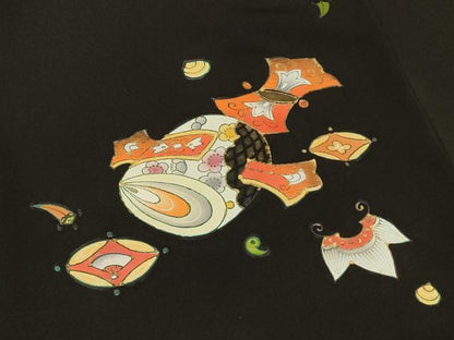 平和屋着物＃羽織　宝尽くし文　黒地　金彩　正絹　逸品　未使用　CABI6385in