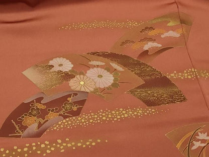 平和屋着物＃羽織　地紙草花文　金彩　正絹　逸品　未使用　CABI6386in