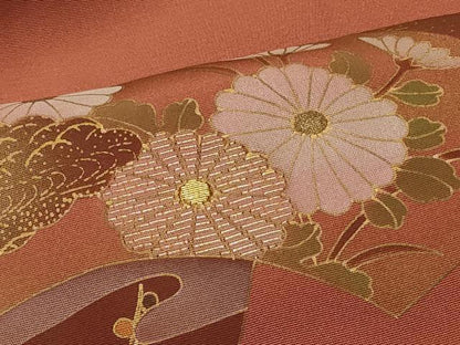 平和屋着物＃羽織　地紙草花文　金彩　正絹　逸品　未使用　CABI6386in