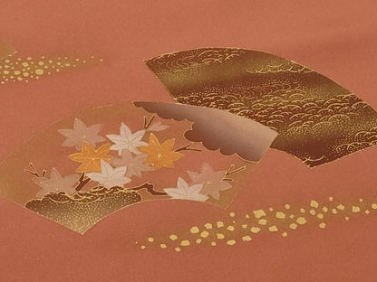 平和屋着物＃羽織　地紙草花文　金彩　正絹　逸品　未使用　CABI6386in