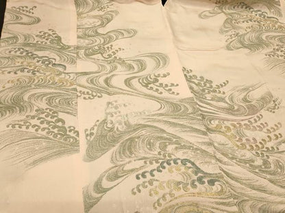 平和屋着物＃道行コート　寿光織　立波文　金銀糸　正絹　逸品　CABI6392in