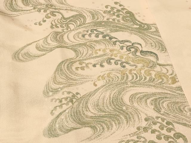 平和屋着物＃道行コート　寿光織　立波文　金銀糸　正絹　逸品　CABI6392in