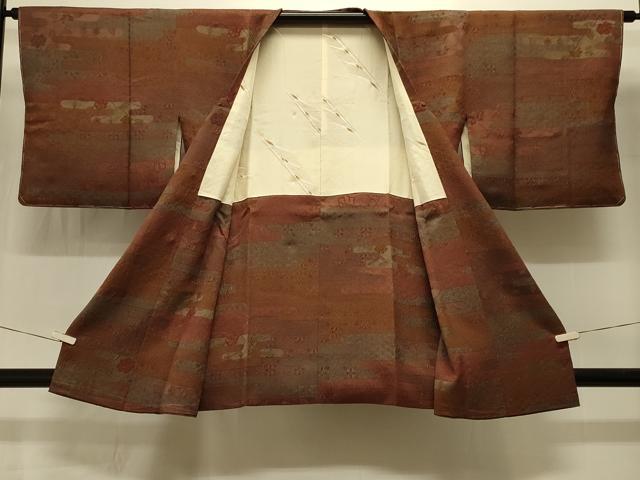 平和屋着物＃道行コート　地紋起こし　エ霞枝花文　正絹　逸品　未使用　CABI6396in