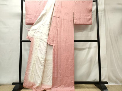 平和屋着物■上質な色無地　菱吉祥花地紋　珊瑚色　正絹　逸品　CABI6424ou