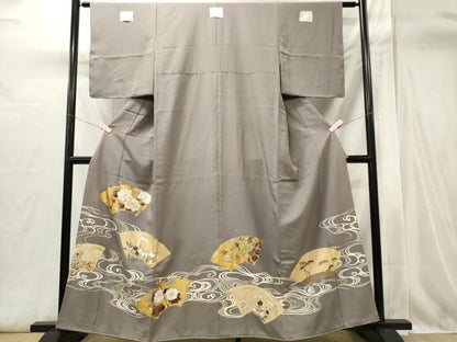 平和屋着物■豪華色留袖　駒刺繍　流水地紙草花文　金彩　正絹　逸品　CABI6429ou