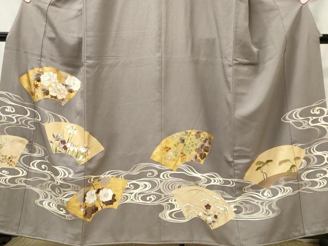 平和屋着物■豪華色留袖　駒刺繍　流水地紙草花文　金彩　正絹　逸品　CABI6429ou