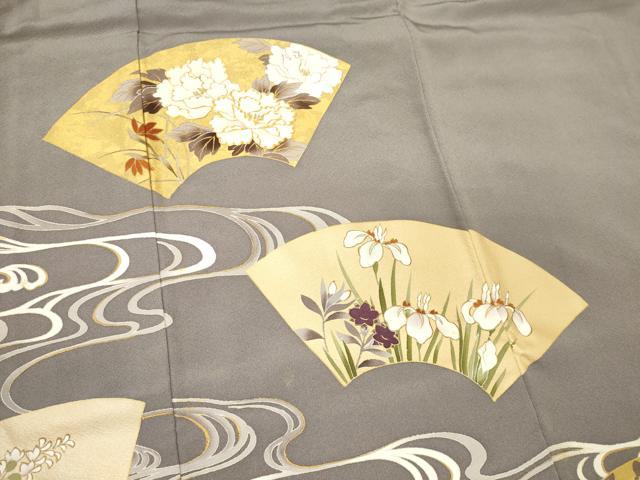 平和屋着物■豪華色留袖　駒刺繍　流水地紙草花文　金彩　正絹　逸品　CABI6429ou