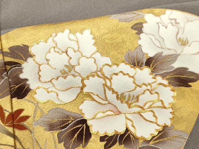 平和屋着物■豪華色留袖　駒刺繍　流水地紙草花文　金彩　正絹　逸品　CABI6429ou