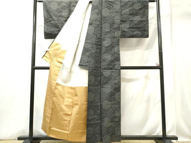 平和屋着物■上質な紬　亀甲吉祥文　正絹　逸品　CABI6432ou