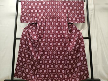 平和屋着物■上質な小紋　絞り　亀甲花文　正絹　逸品　CABI6437ou