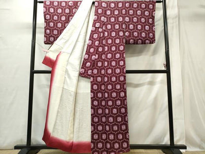 平和屋着物■上質な小紋　絞り　亀甲花文　正絹　逸品　CABI6437ou