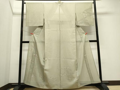 平和屋着物＊夏物　訪問着　紗　石畳文　銀彩　正絹　逸品　CABI6441ou