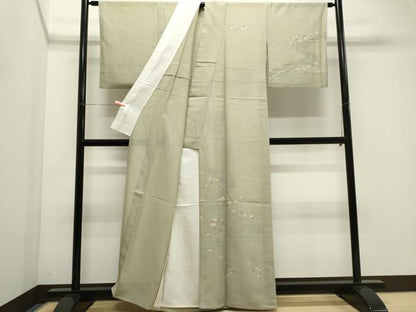 平和屋着物＊夏物　訪問着　紗　石畳文　銀彩　正絹　逸品　CABI6441ou