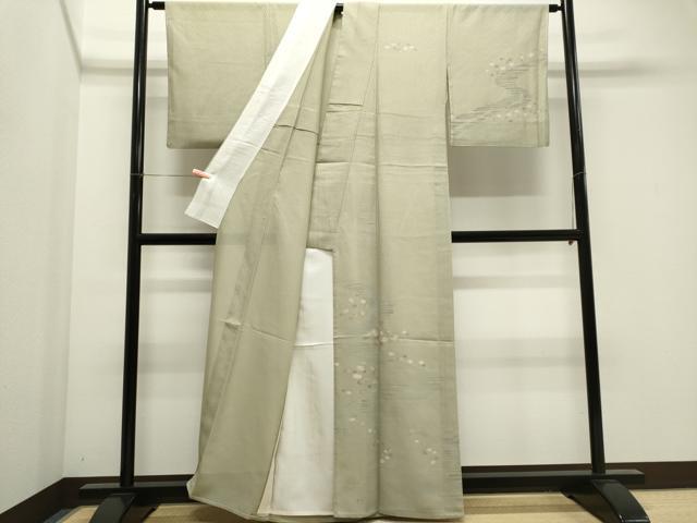 平和屋着物＊夏物　訪問着　紗　石畳文　銀彩　正絹　逸品　CABI6441ou