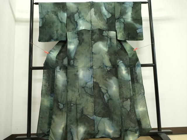 平和屋着物＊夏物　小紋　草花紋紗　霞文　暈し染め　さが美扱い　正絹　逸品　CABI6443ou