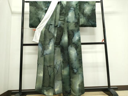 平和屋着物＊夏物　小紋　草花紋紗　霞文　暈し染め　さが美扱い　正絹　逸品　CABI6443ou