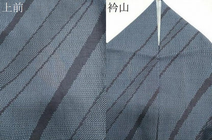 平和屋着物＊夏物　結城紬　夏結城　斜線文　反端付き　正絹　逸品　CABI6447ou