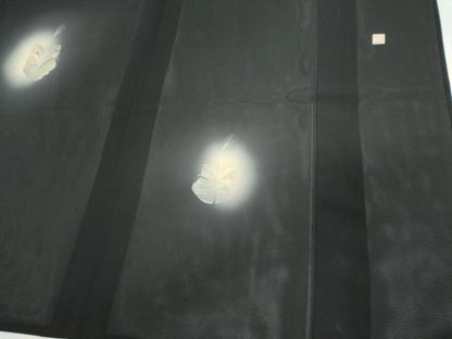 平和屋着物＊夏物　訪問着　作家物　絽　吉祥草花文　蛍暈し　黒地　正絹　逸品　CABI6448ou