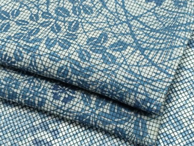 平和屋着物＊夏物　小紋・浴衣兼用　絹紅梅　草花文　絹綿　逸品　CABI6451ou