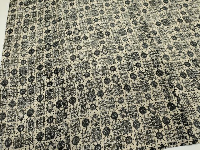 平和屋着物＊夏物　小紋・浴衣兼用　絹紅梅　幾何学格子文　絹綿　逸品　CABI6452ou
