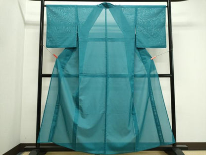 平和屋着物＊夏物　色無地　絽　納戸色　洗える着物　逸品　CABI6455ou