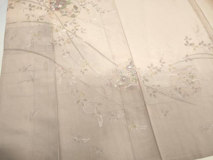 平和屋着物＊夏物　中国三大刺繍　スワトウ刺繍　訪問着　絽　雪輪草花文　銀糸　正絹　逸品　CABI6458ou