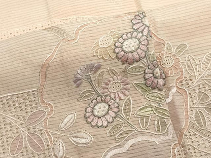 平和屋着物＊夏物　中国三大刺繍　スワトウ刺繍　訪問着　絽　雪輪草花文　銀糸　正絹　逸品　CABI6458ou