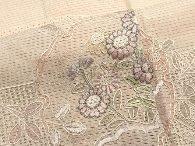平和屋着物＊夏物　中国三大刺繍　スワトウ刺繍　訪問着　絽　雪輪草花文　銀糸　正絹　逸品　CABI6458ou