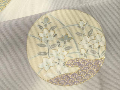 平和屋着物＊夏物　訪問着　絽　刺繍　草花丸文　蛍暈し　正絹　逸品　CABI6460ou