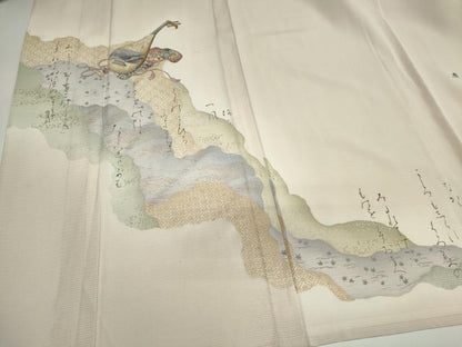 平和屋着物＊夏物　訪問着　絽　道長楽器文　金銀彩　ロング丈　正絹　逸品　CABI6461ou