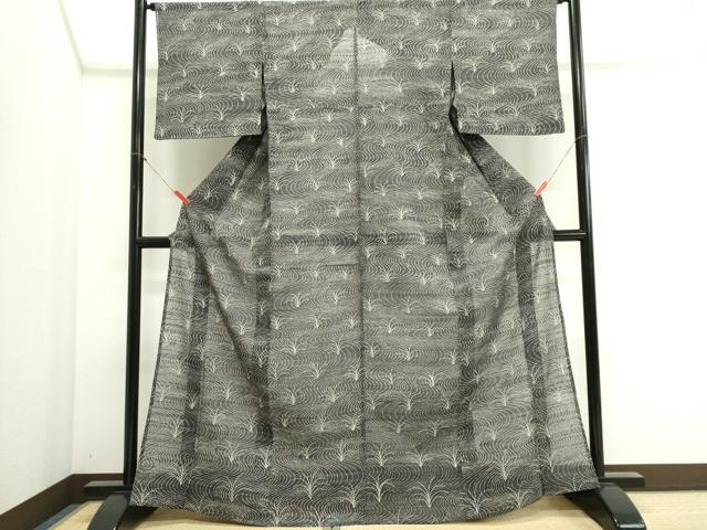 平和屋着物＊夏物　小紋　紗紬　流水芝草文　正絹　逸品　CABI6463ou