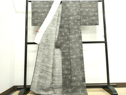 平和屋着物＊夏物　小紋　紗紬　流水芝草文　正絹　逸品　CABI6463ou