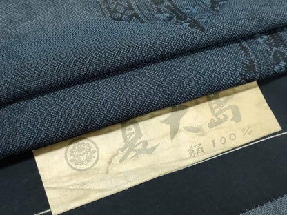 平和屋着物＊夏物　本場大島紬　夏大島　切嵌草花文　証紙付き　正絹　逸品　CABI6472ou