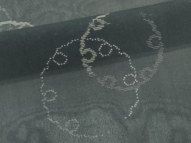 平和屋着物＊夏物　本場大島紬　夏大島　雪輪文　黒地　正絹　逸品　CABI6474ou